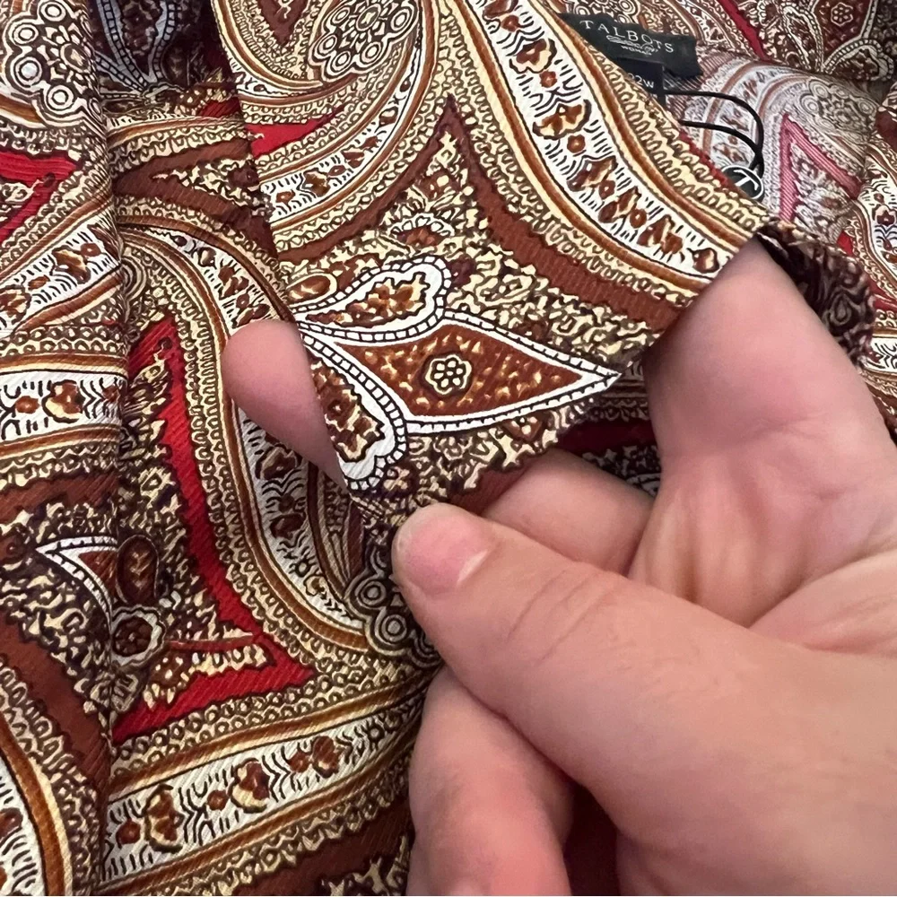 Talbots Paisley Blouse - Red and Brown - Picture 3 of 14